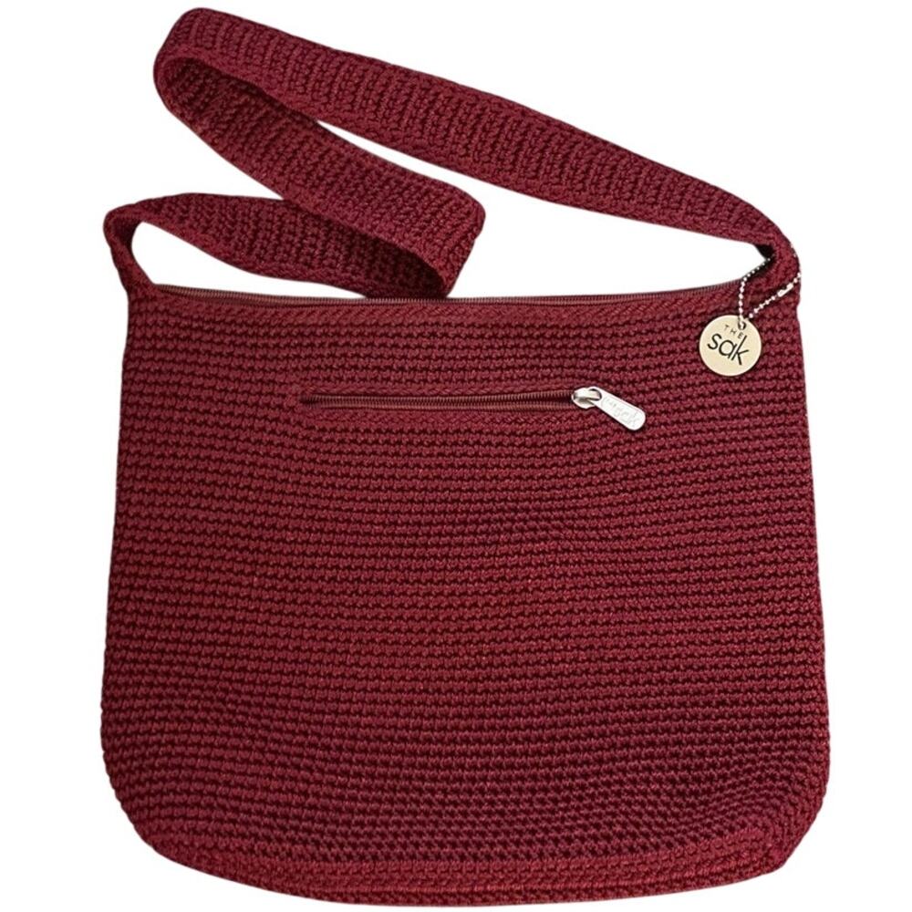 The Sak Shoulder Bag Crochet Maroon Burgundy Festival Summer 90s y2k handmade